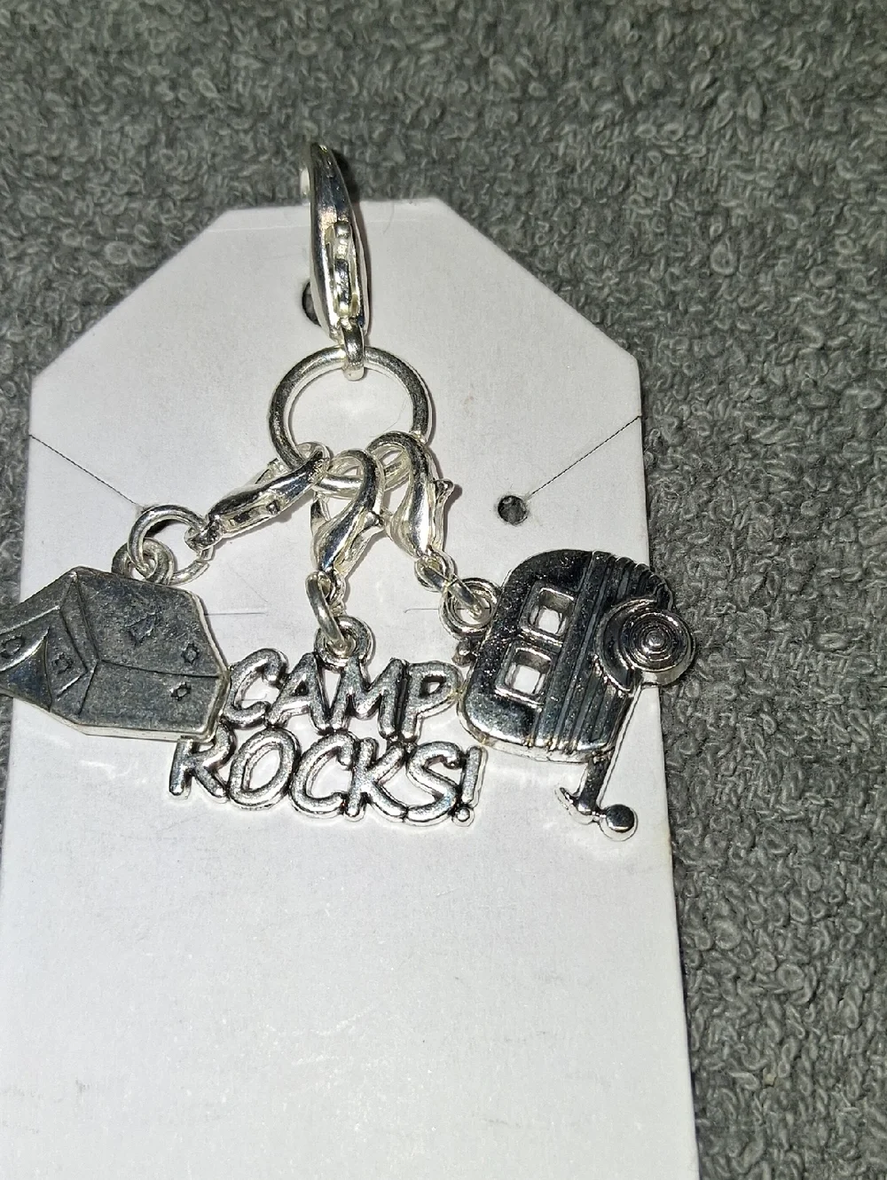 Silver 'Camp Rocks!' Keycharm - Picture 1 of 5